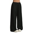 thumbnail image 1 of RUTAYY Women's Sweatpants Solid Color Straight Leg Graphic Drawstring High Waisted Baggy Pants with Pocket Streetwear Holiday Vibrant Trousers, 1 of 6