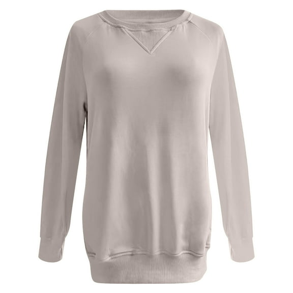 RUTAYY Women's Sweatshirt Loose Fit Long Sleeve Solid Color Autumn Winter with Pocket Pullover Holiday Versatile Tops