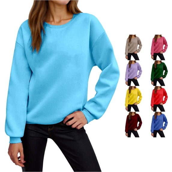 RUTAYY Women's Sweatshirt Solid Color Long Sleeve Fall Winter Pullover Soft Casual Fashion Plus Size Comfortable Crewneck Sweatshirt