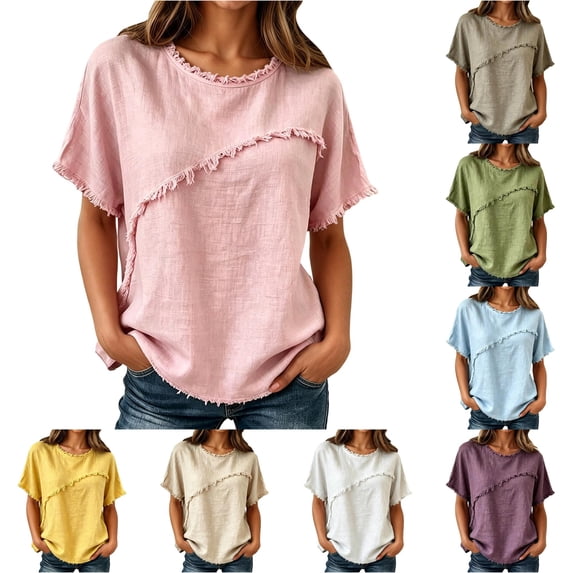 RUTAYY Women's T-Shirt Casual Solid Color Short Sleeve Crew Neck Tops Relaxed Casual Everyday Wear Classic Stylish Tees