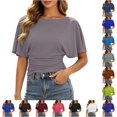 thumbnail image 1 of RUTAYY Women's T-Shirt Elegant Solid Color Batwing Short Sleeve Crew Neck Tee Shirts Casual Everyday Wear Trendy Trip Tees, 1 of 5