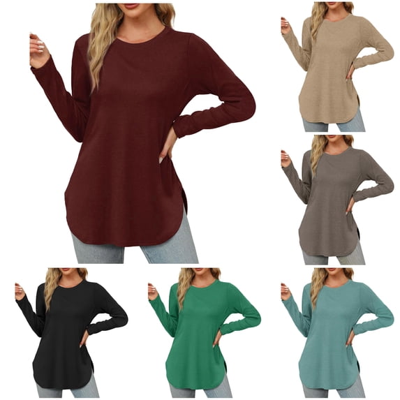 RUTAYY Women's T-Shirt Long Sleeve Crew Neck Basic Loose Tunic Tops Casual Everyday Wear Comfortable Holiday Chic Tees