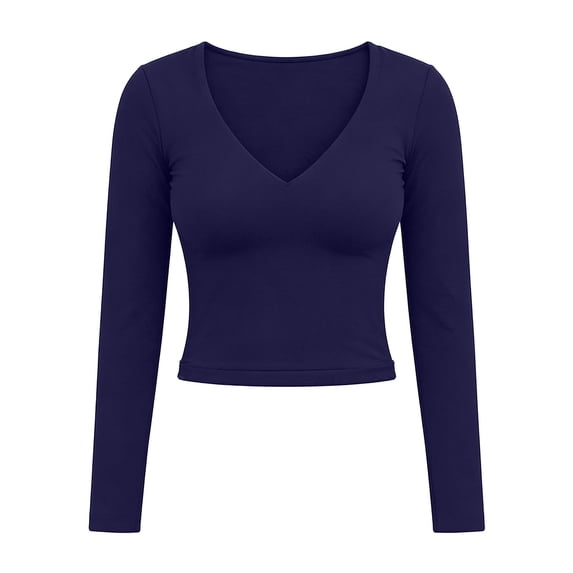 RUTAYY Women's T Shirt Long Sleeve Solid Color Loose Fit Casual Comfortable Tops V Neck Daily Wear Trendy Classic Tshirts
