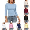 thumbnail image 1 of RUTAYY Women's T-Shirt Solid Color Long Sleeve Cropped Basic Tops Slim Fit Tee Shirts Casual Crew Neck Tops Holiday Chic Tees, 1 of 5