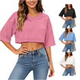 thumbnail image 1 of RUTAYY Women's T-Shirt Solid Color V-Neck Athletic Casual Short Sleeve Streetwear Lightweight Tops Trendy Vacation Tees, 1 of 5