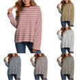 thumbnail image 1 of RUTAYY Women's T-Shirts Long Sleeve Striped Casual Loose Fit Crew Neck Comfortable Breathable Tees Trendy Beach Tops, 1 of 4