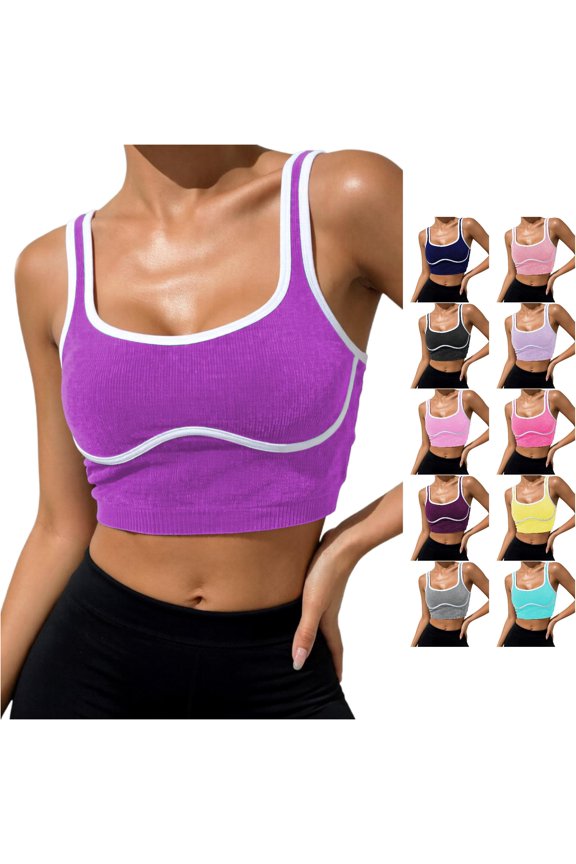 Women's Tank Tops Sleeveless Breathable Solid Color Athletic Tops Stretchy Yoga Singlet Supportive Activewear Running Fitness Trendy Vacation Vest