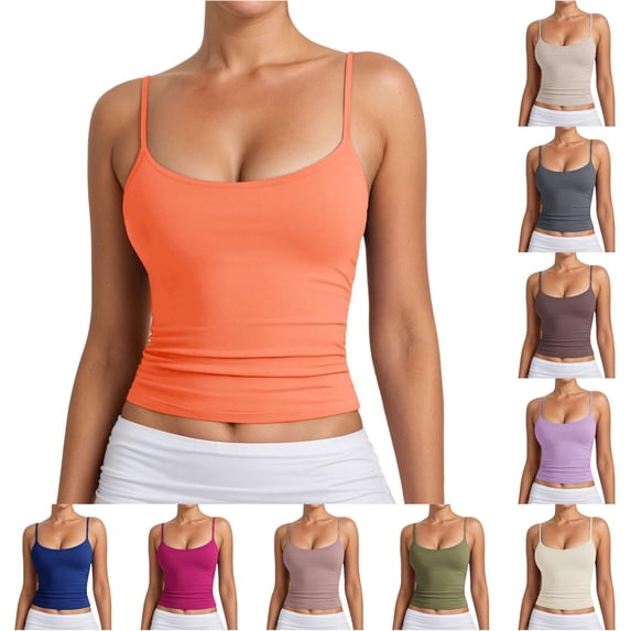 RUTAYY Women's Tank Tops Solid Color Adjustable Spaghetti Strap Camisole Tops Ribbed Knit Sleeveless Casual Layering Wear Chic Holiday Vest
