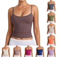 thumbnail image 1 of RUTAYY Women's Tank Tops Solid Color Adjustable Spaghetti Strap Camisole Tops Ribbed Knit Sleeveless Casual Layering Wear Travel Elegant Vest, 1 of 6