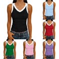 thumbnail image 1 of RUTAYY Women's Tank Tops Summer Ribbed Knit Camisole Sleeveless Tops V-Neck Solid Color Casual Daily Wear Trendy Trip Vest, 1 of 5