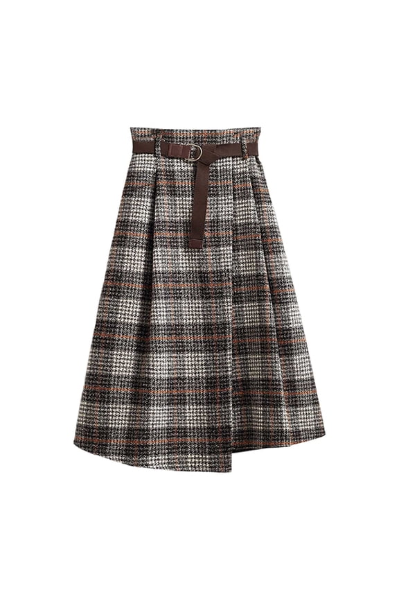 Women's Tartan Skirt Asymmetrical Hemline High Waist A-Line Soft Comfortable Daily Wear Holiday Vibrant Midi Skirt