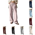 thumbnail image 1 of RUTAYY Women's Wide Leg Pants Elastic Waist Drawstring Solid Color Side Pockets Relaxed Fit Casual Trousers Pink, 1 of 4