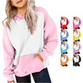 thumbnail image 1 of RUTAYY Womens Raglan Sleeve Color Block Pullover Hoodie Long Sleeve Casual Sweatshirt with Front Pocket Pink, 1 of 8