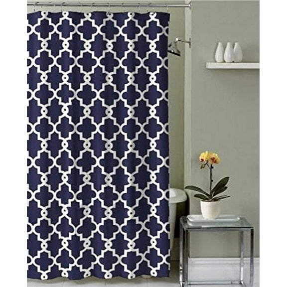 RUTHYS TEXTILE Geometric Patterned Shower Curtain, 70” x 72”, Machine Washable