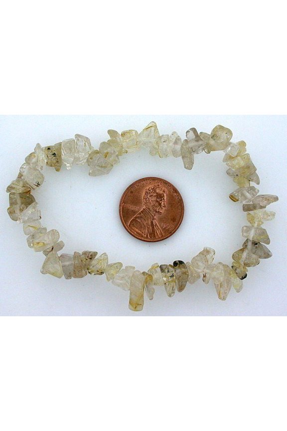 RUTILATED QUARTZ CHIP GEMSTONE GEM STONE BEADS STRETCH BRACELET SB31
