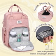Ruvalino Baby Diaper Backpack for Infants and Toddlers, Large Capacity Travel Organizer with Insulated Bottle Pockets, Waterproof, Pink