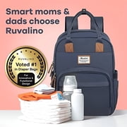 Ruvalino Baby Diaper Bag Backpack, Multifunction Waterproof Travel Bag with Insulated Bottle Holders, Durable Fabric and Changing Pad, Navy Blue