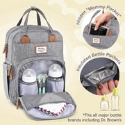 Ruvalino Baby Diaper Bag Backpack, Waterptoof Large Multifunctional Travel Bag with Extra Durable Fabric and Foldable Changing Pad included, Gray