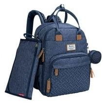 RUVALINO Baby Diaper Bag Backpack with Pacifier Holder - Large Multifunctional Travel Bag , Denim Blue
