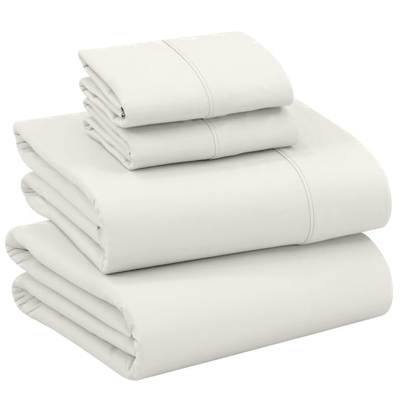 RUVANTI 100% Cotton Sheets – California King Percale Bedding, Cooling & Breathable, Durable with a Crisp, Soft & Comfortable Feel, 14" Deep Pocket, 4-Piece Set, Ivory