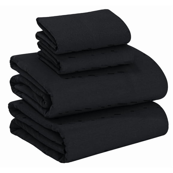 RUVANTI 100% Cotton Flannel Sheets Full Size - 4 Piece Warm, Soft & Breathable, Deep Pocket, Double Brushed Cozy All Season Bedding Set, Black