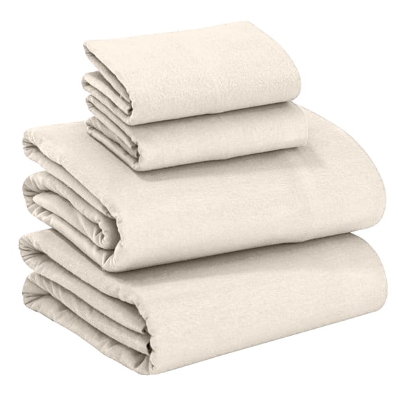 RUVANTI 100% Cotton Flannel Sheets Full Size - 4 Piece Warm, Soft & Breathable, Deep Pocket, Double Brushed Cozy All Season Bedding Set, Sand