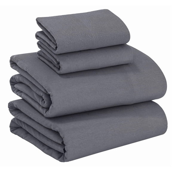 RUVANTI 100% Cotton Flannel Sheets King Size - 4 Piece Warm, Soft & Breathable, Deep Pocket, Double Brushed Cozy All Season Bedding Set, Dark Grey
