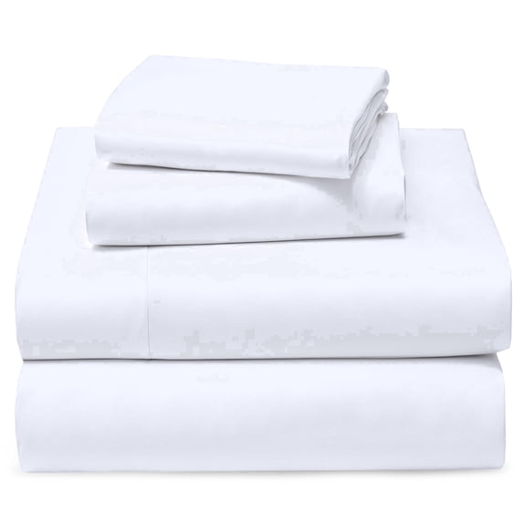 RUVANTI 100% Cotton Sheets – Full Size Percale Bedding, Cooling & Breathable, Durable with a Crisp, Soft & Comfortable Feel, 16" Deep Pocket, 4-Piece Set, Milky White
