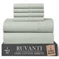 thumbnail image 1 of RUVANTI 100% Cotton Percale Sheets King Size 6 Piece Set, Cooling Bed Sheets for Hot Sleepers, Deep Pocket 16”, Breathable Lightweight & Durable, Crisp Hotel Style Sheets, Ocean Breeze, 1 of 8