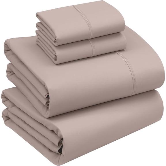 RUVANTI 100% Cotton Percale Sheets King Size – Crisp Cooling Bed Sheets for Hot Sleepers, Deep Pocket 16”, Soft Breathable & Durable Hotel-Style 4 Piece Set, Warm Mocha