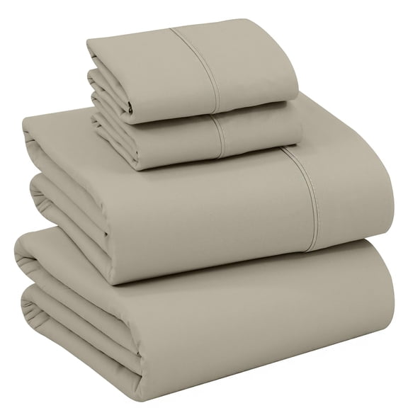 RUVANTI 100% Cotton Sheets – California King Percale Bedding, Cooling & Breathable, Durable with a Crisp, Soft & Comfortable Feel, 14" Deep Pocket, 4-Piece Set, Taupe