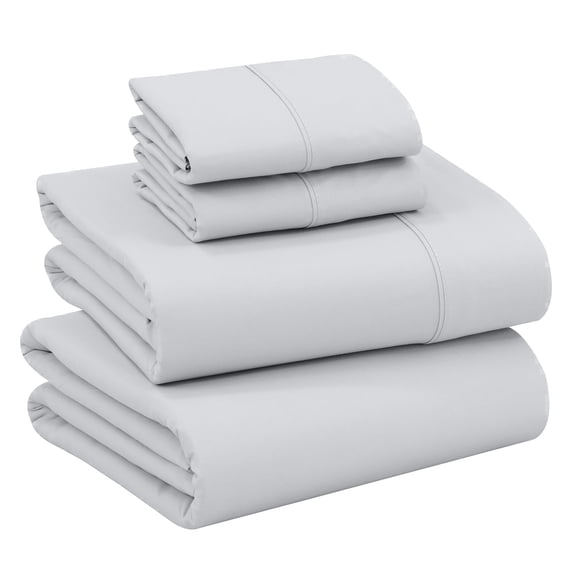 RUVANTI 100% Cotton Sheets – Full Size Percale Bedding, Cooling & Breathable, Durable with a Crisp, Soft & Comfortable Feel, 16" Deep Pocket, 4-Piece Set, Quiet Gray