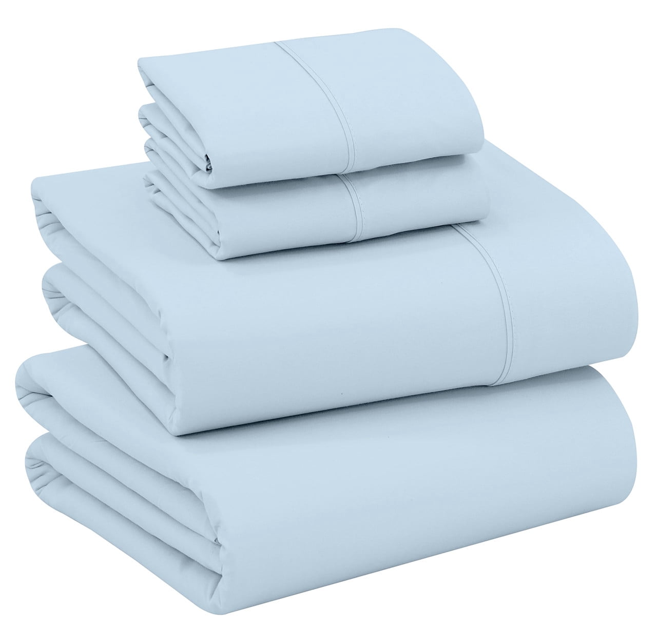 RUVANTI 100% Cotton Sheets – Queen Size Percale Bedding, Cooling & Breathable, Durable with a Crisp, Soft & Comfortable Feel, 16" Deep Pocket, 4-Piece Set, Baby Blue