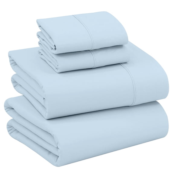 RUVANTI 100% Cotton Sheets – Queen Size Percale Bedding, Cooling & Breathable, Durable with a Crisp, Soft & Comfortable Feel, 16" Deep Pocket, 4-Piece Set, Baby Blue