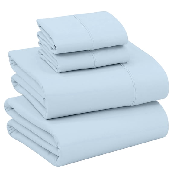 RUVANTI 100% Cotton Sheets – Queen Size Percale Bedding, Cooling & Breathable, Durable with a Crisp, Soft & Comfortable Feel, 16" Deep Pocket, 4-Piece Set, Baby Blue