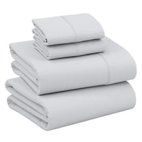 RUVANTI 100% Cotton Sheets – Queen Size Percale Bedding, Cooling & Breathable, Durable with a Crisp, Soft & Comfortable Feel, 16" Deep Pocket, 4-Piece Set, Quiet Gray