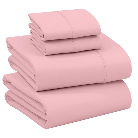 RUVANTI 100% Cotton Sheets – Queen Size Percale Bedding, Cooling & Breathable, Durable with a Crisp, Soft & Comfortable Feel, 16" Deep Pocket, 4-Piece Set, Bridal Rose