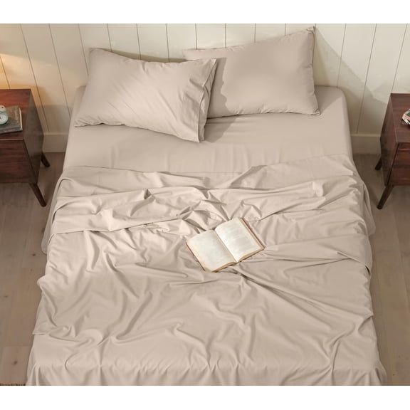 RUVANTI 100% Cotton Sheets – Soft Peached Percale, Lightweight & Breathable Cooling Comfort for Summer, 14″ Deep Pocket Full Sheet Set, 4-Piece, Linen