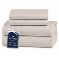 thumbnail image 1 of RUVANTI 100% Cotton Sheets – Soft Peached Percale, Lightweight & Breathable Cooling Comfort for Summer, 14″ Deep Pocket Full Sheet Set, 4-Piece, Linen, 1 of 7