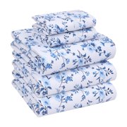 RUVANTI 100% Cotton Sheets – Split King Size Percale Bedding, Cooling & Breathable Floral Design, Durable with a Crisp, Soft & Comfortable Feel, 16" Deep Pocket, 5-Piece Set, Annual