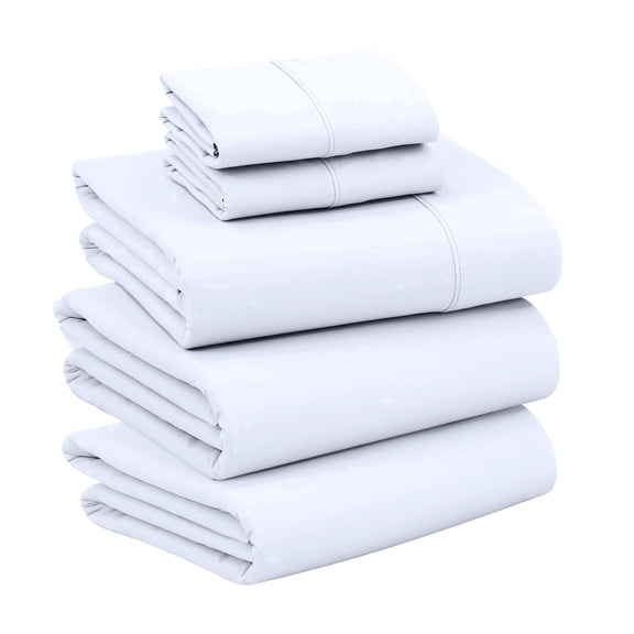 RUVANTI 100% Cotton Sheets – Split King Size Percale Bedding, Cooling & Breathable, Durable with a Crisp, Soft & Comfortable Feel, 16" Deep Pocket, 5-Piece Set, Bright White