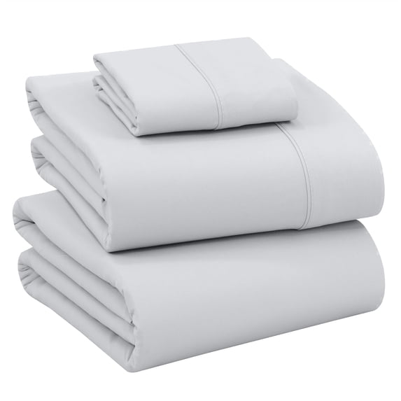 RUVANTI 100% Cotton Sheets – Twin Size Percale Bedding, Cooling & Breathable, Durable with a Crisp, Soft & Comfortable Feel, 16" Deep Pocket, 3-Piece Set, Quiet Gray