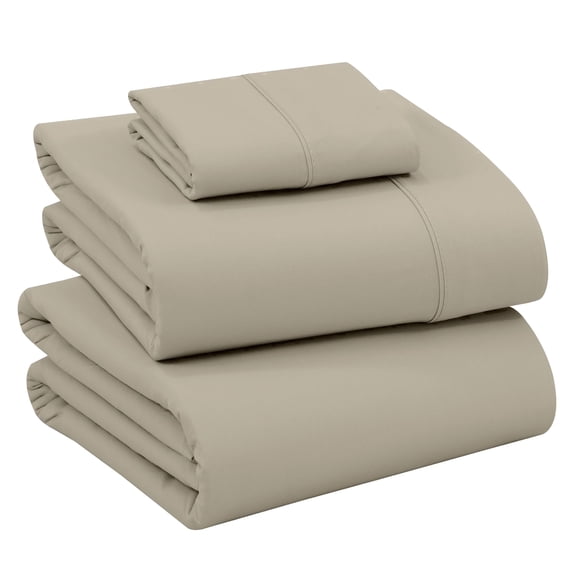 RUVANTI 100% Cotton Sheets – Twin Size Percale Bedding, Cooling & Breathable, Durable with a Crisp, Soft & Comfortable Feel, 16" Deep Pocket, 3-Piece Set, Taupe
