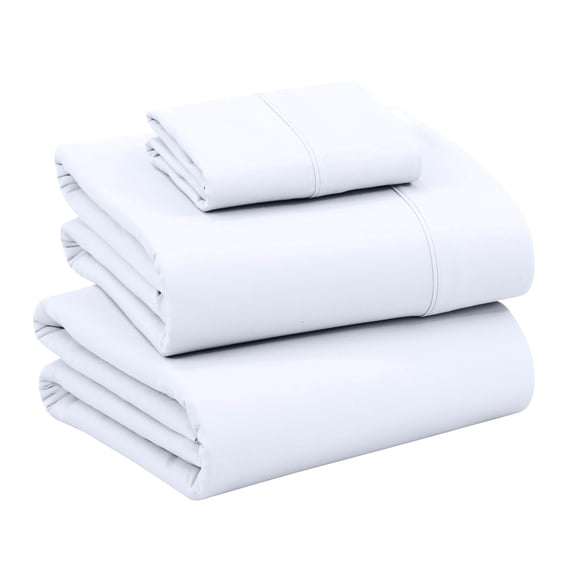 RUVANTI 100% Cotton Sheets Twin Size Percale Bedding, Cooling & Breathable, Durable with a Crisp, Soft & Comfortable Feel, 16" Deep Pocket, 3-Piece Set, Bright White