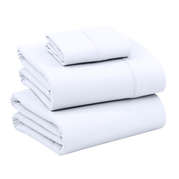 RUVANTI 100% Cotton Sheets – Twin Size Percale Bedding, Cooling & Breathable, Durable with a Crisp, Soft & Comfortable Feel, 16" Deep Pocket, 3-Piece Set, Bright White