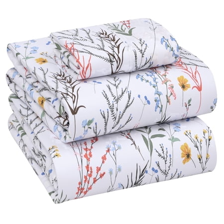 RUVANTI 100% Cotton Sheets – Twin XL Size Percale Bedding, Cooling & Breathable Floral Design, Durable with a Crisp, Soft & Comfortable Feel, 16" Deep Pocket, 3-Piece Set, Aroma