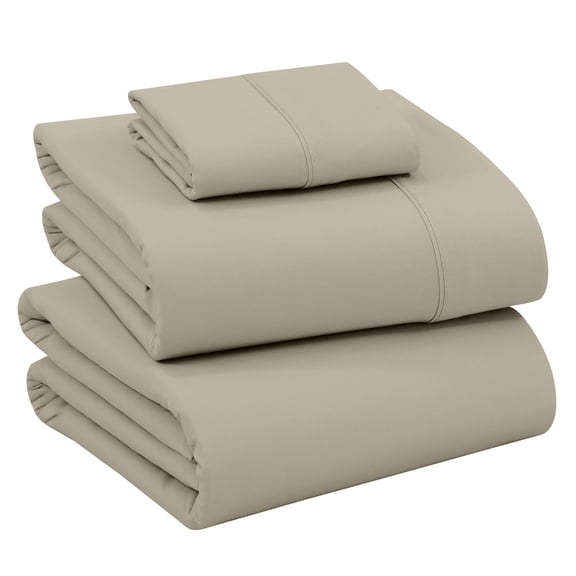 RUVANTI 100% Cotton Sheets – Twin XL Size Percale Bedding, Cooling & Breathable, Durable with a Crisp, Soft & Comfortable Feel, 16" Deep Pocket, 3-Piece Set, Taupe