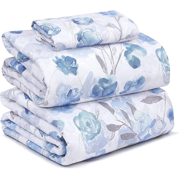 RUVANTI 100% Cotton Sheets – Twin XL Size Percale Bedding, Cooling & Breathable Floral Design, Durable with a Crisp, Soft & Comfortable Feel, 16" Deep Pocket, 3-Piece Set, Monotones