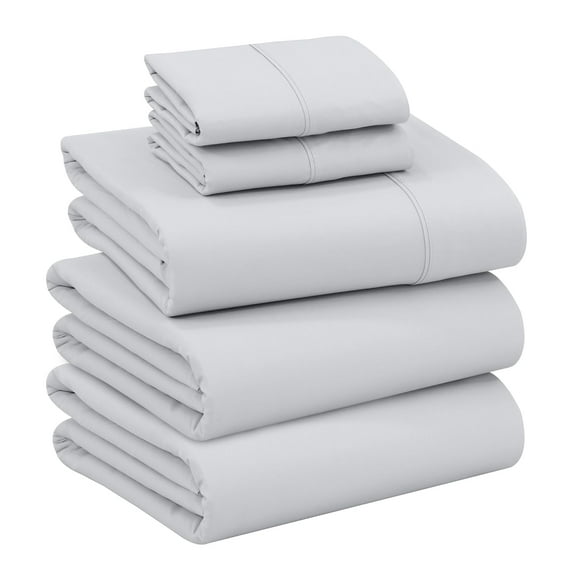 RUVANTI 100% Cotton Sheets – Split King Size Percale Bedding, Cooling & Breathable, Durable with a Crisp, Soft & Comfortable Feel, 16" Deep Pocket, 5-Piece Set, Quiet Gray