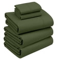 thumbnail image 1 of RUVANTI 100% Cotton Sheets – Split King Size Percale Bedding, Cooling & Breathable, Durable with a Crisp, Soft & Comfortable Feel, 16" Deep Pocket, 5-Piece Set, Chive, 1 of 9